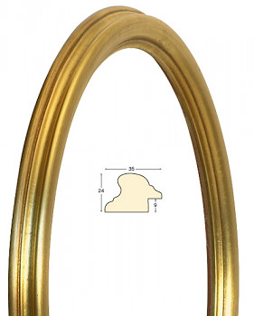 Masivní rám zlatý oválný – 30x40cm