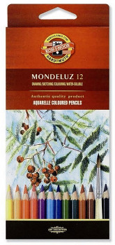 Akvarelové pastelky Mondeluz 12ks v papírovém obalu