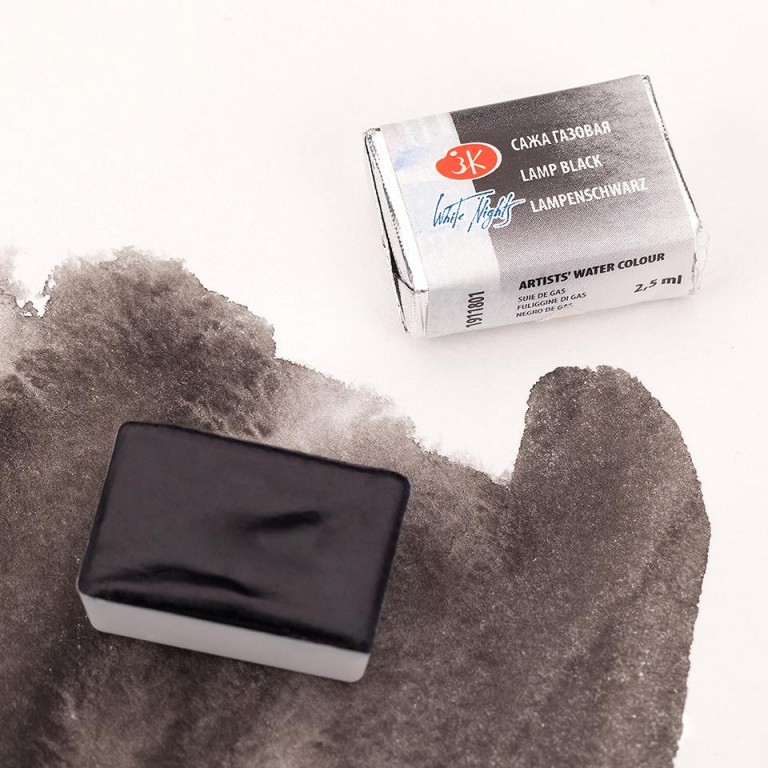White nights akvarel 2,5ml – 801 čerň lampová