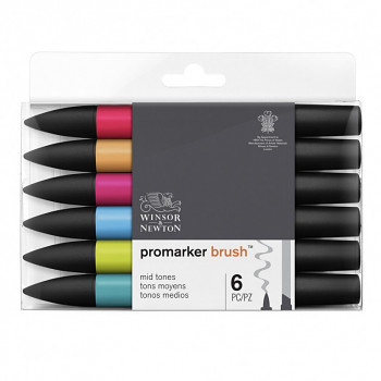 Sada štětečkových fixů Promarker 6ks mid tones Winsor Newton