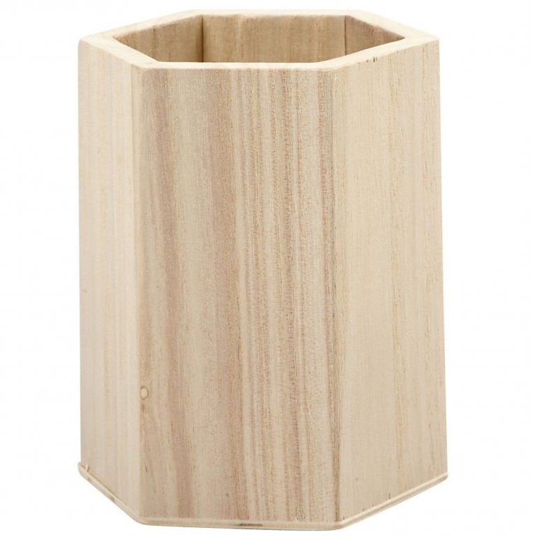 Dřevěný stojan na tužky šestihranný
