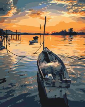 Malování podle čísel – západ slunce nad jezerem 40x50cm – vyberte variantu