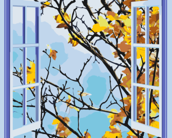 Malování podle čísel – podzimní okno 40x50cm – vyberte variantu