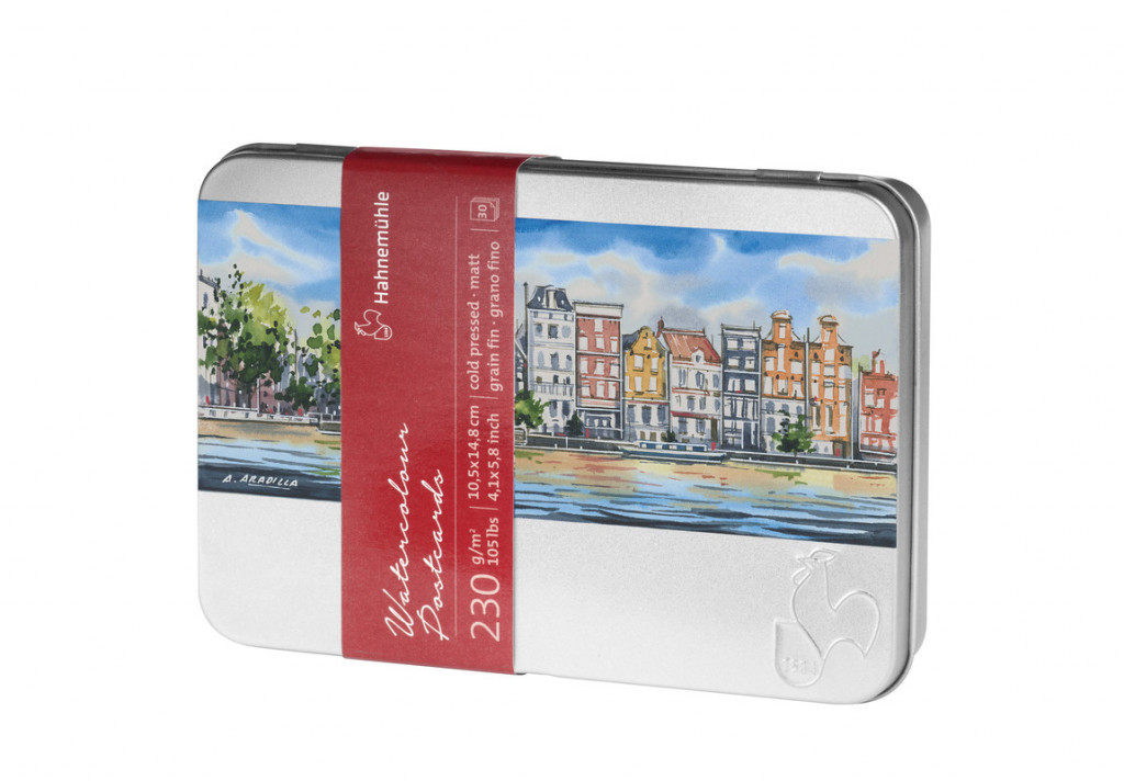 Akvarelové pohlednice HHM cold pressed A6 v kovové krabičce