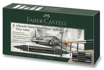 Sada akvarelových popisovačů Faber-Castell šedé 5ks