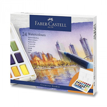 Akvarelové barvy Faber Castell s paletkou 24ks