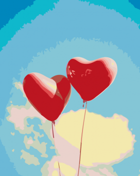 Malování podle čísel – balonky ve tvaru srdce 40x50cm
