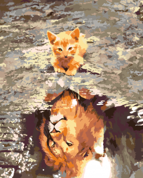 Malování podle čísel – kotě a lev 40x50cm