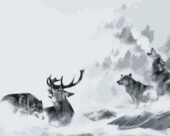 Malování podle čísel – vlci na lovu 40x50cm