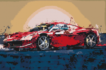 Malování podle čísel – červené Ferrari 40x60cm