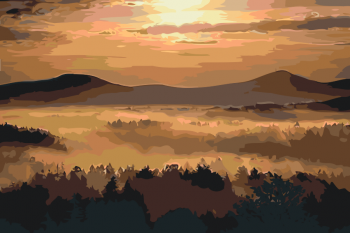Malování podle čísel – východ slunce nad horami 40x60cm