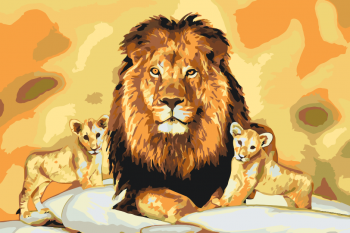 Malování podle čísel – lev a lvíčata 40x60cm – vyberte variantu