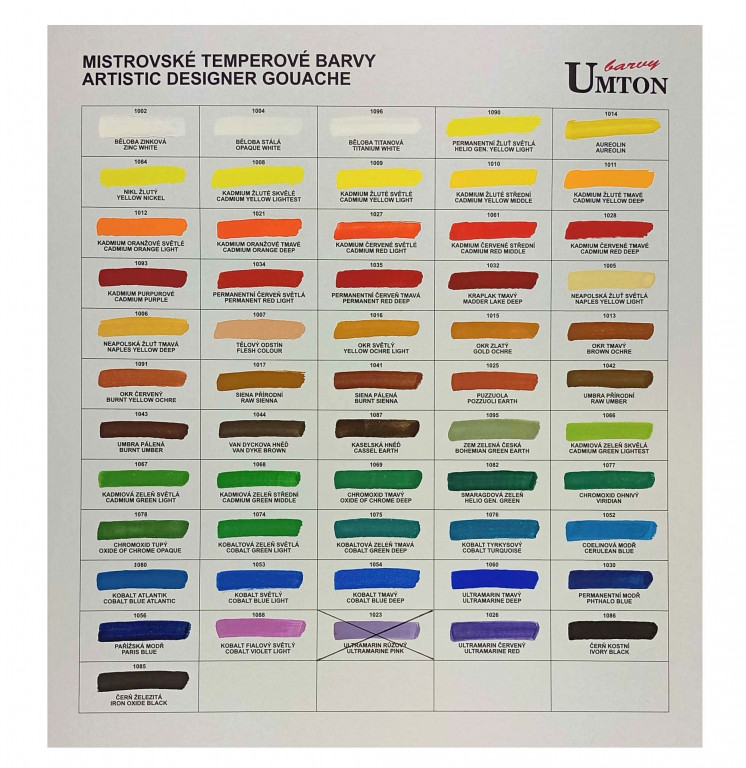 Vzorník temperových barev Umton