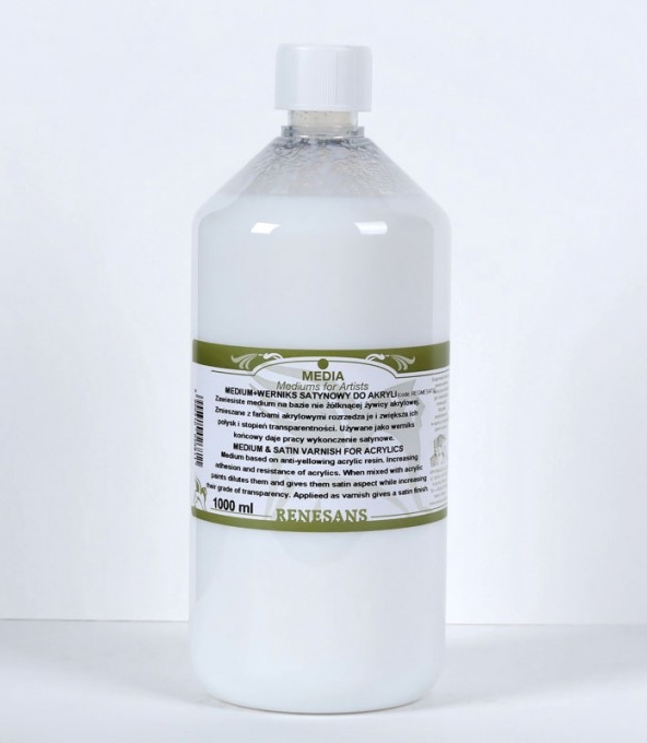 Medium a saténový lak pro akryl Renesans 1000ml