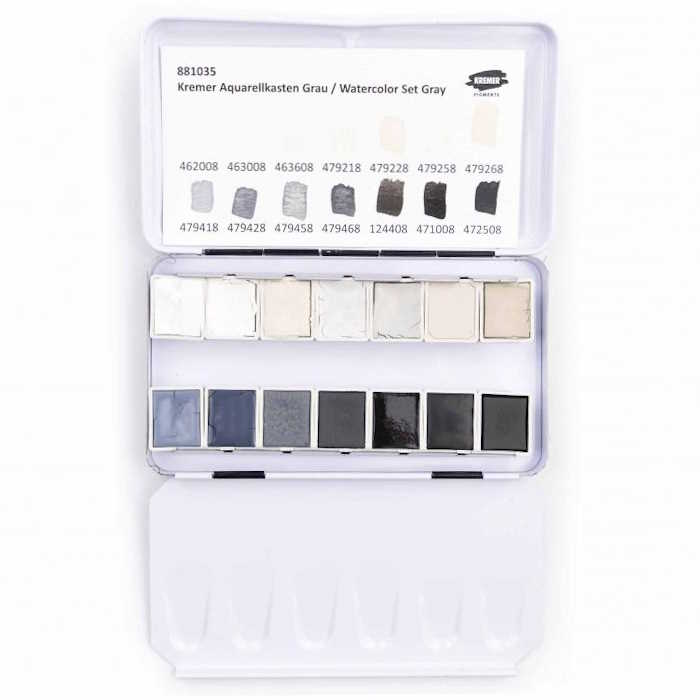 Akvarelové barvy Kremer – sada pro fotoretuš 14ks
