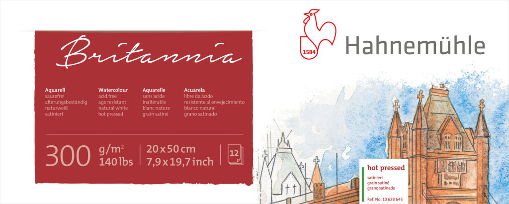 Blok pro akvarel HHM Britania 20x50cm 300g hot pressed