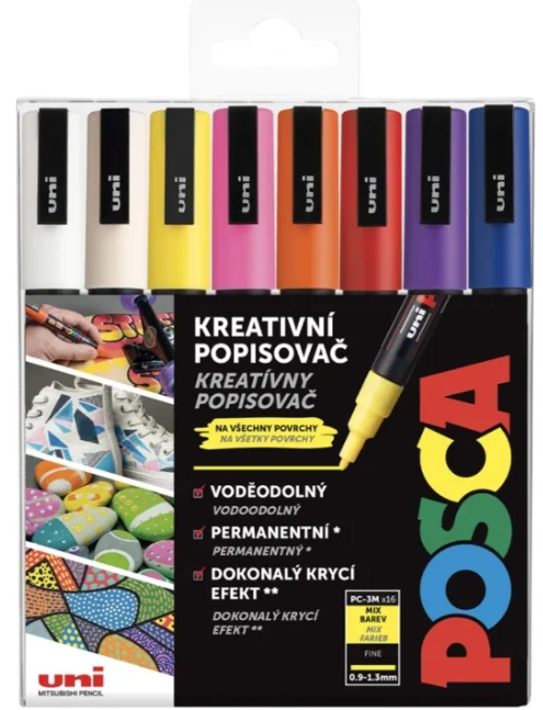 Sada akrylových fixů Uni Posca 0,9-1,3mm 16ks