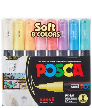 Sada akrylových fixů Uni Posca 0,7mm 8ks pastelové 1M