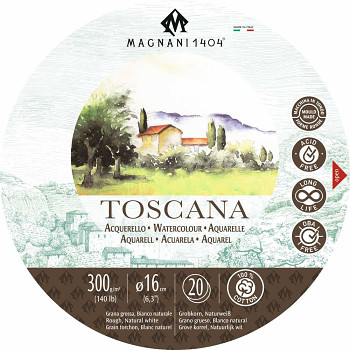 Kulatý akvarelový blok Magnani Toscana 16cm 300g 100% bavlna