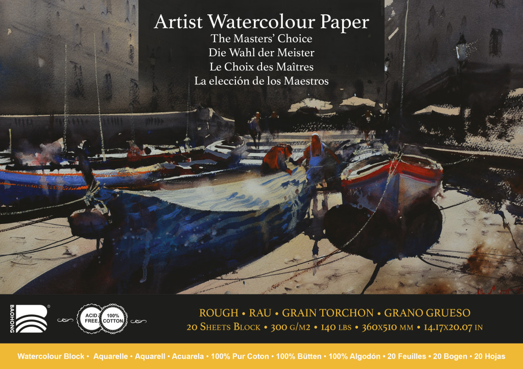 Akvarelový blok Baohong Masters 36x51cm rough 300g