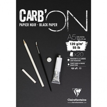 Černý skicák CarbON A5 120g, 20 listů