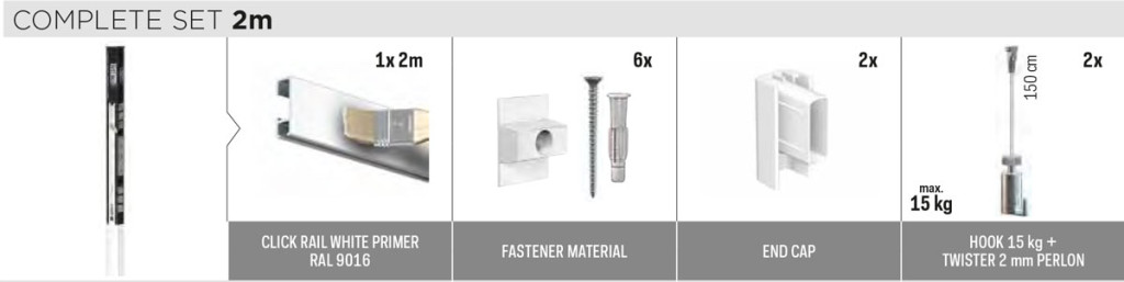 Závěsný systém pro obrazy 2m, přemalovatelný