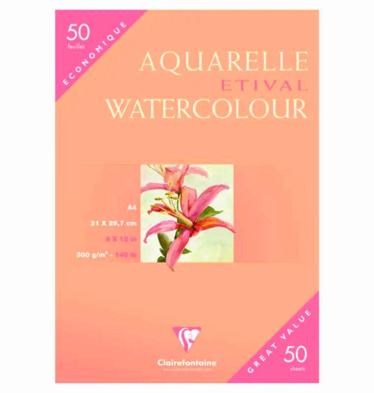 Papíry pro akvarel jednotlivě A4 300g, 50 listů