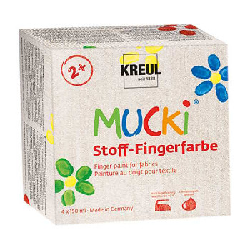 Prstové barvy na textil Mucki 4x150ml