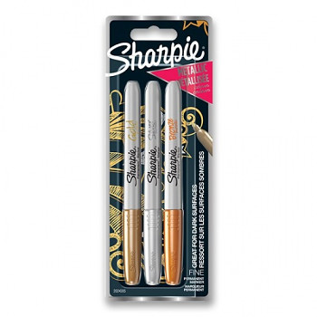 Sada permanentních popisovačů Sharpie 3ks - metalické barvy
