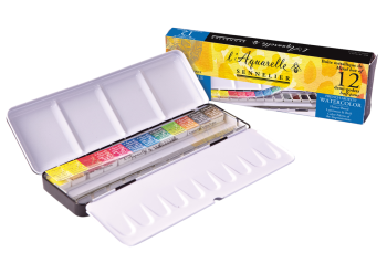 Sada akvarelových barev Sennelier 12ks + 12 prázdných pánviček