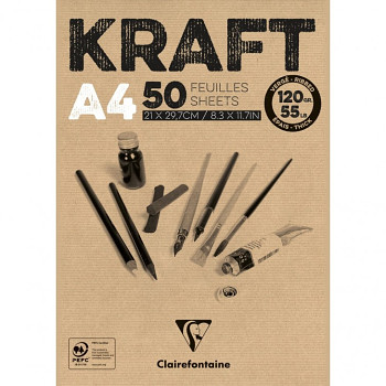 Hnědý blok Kraft A4 120g, 50 listů