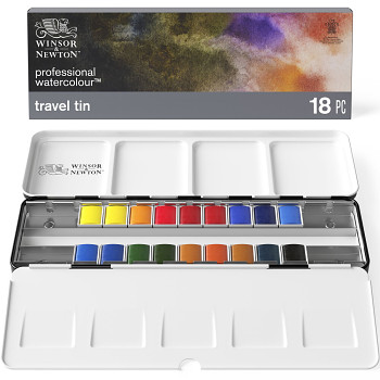 Sada akvarelových barev W&N 18ks pánvičky