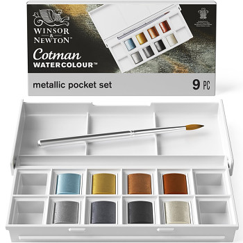Sada akvarelových barev Cotman 8ks Pocket Set - metalické