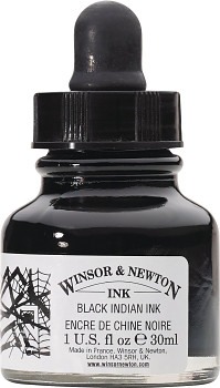 Indická tuš Winsor Newton s kapátkem 30ml