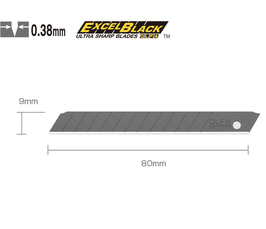 Náhradní čepele 9mm Olfa ASBB-10 Excel Black