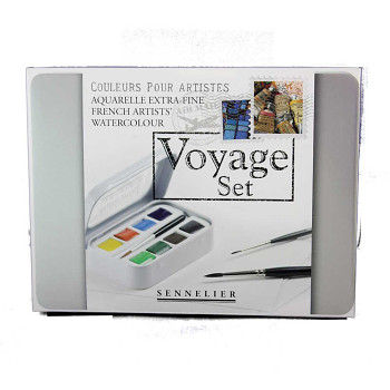 Sada akvarelových barev Sennelier Voyage 8ks se 2 štětci