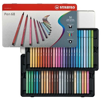 Sada fixů Stabilo Pen 68 – 50ks v plechu