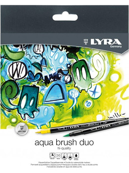 Sada oboustranných štětečkových fixů Aquabrush Lyra 36ks