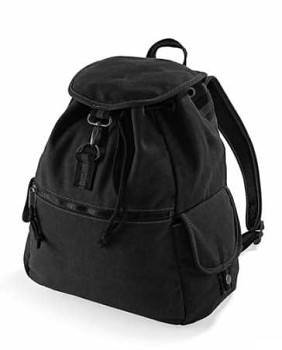 Plátěný batoh Camel s kapsami – černý / black