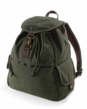 Plátěný batoh Camel s kapsami – tmavě zelený / military green
