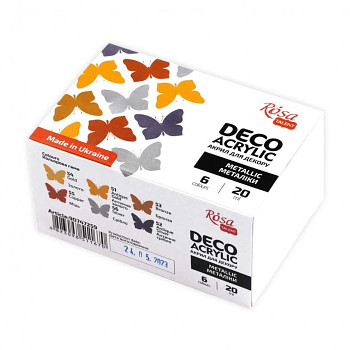 Sada 6 x 20ml akrylových Deco farieb Rosa - metalické