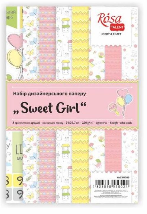 Sada papírů pro tvorbu přání A4 250g – Sweet girl