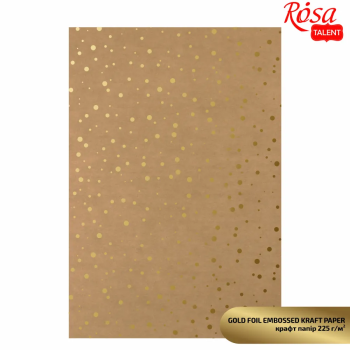 Papír pro scrapbooking A4 225g – kraft, Gold drops