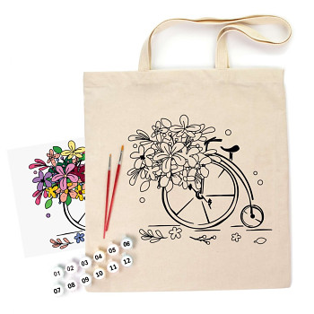 Bavlněná taška s motivem pro pomalování 38x42cm – Květinové kolo