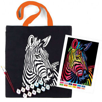 Bavlněná taška s motivem pro pomalování 38x42cm – Zebra