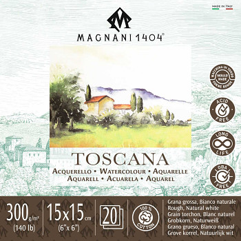 Akvarelový blok Magnani Toscana 15x15cm 300g 100% bavlna