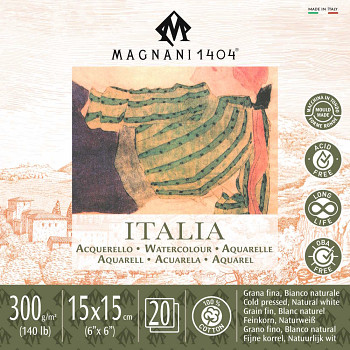 Akvarelový blok Magnani Italia 15x15cm 300g 100% bavlna