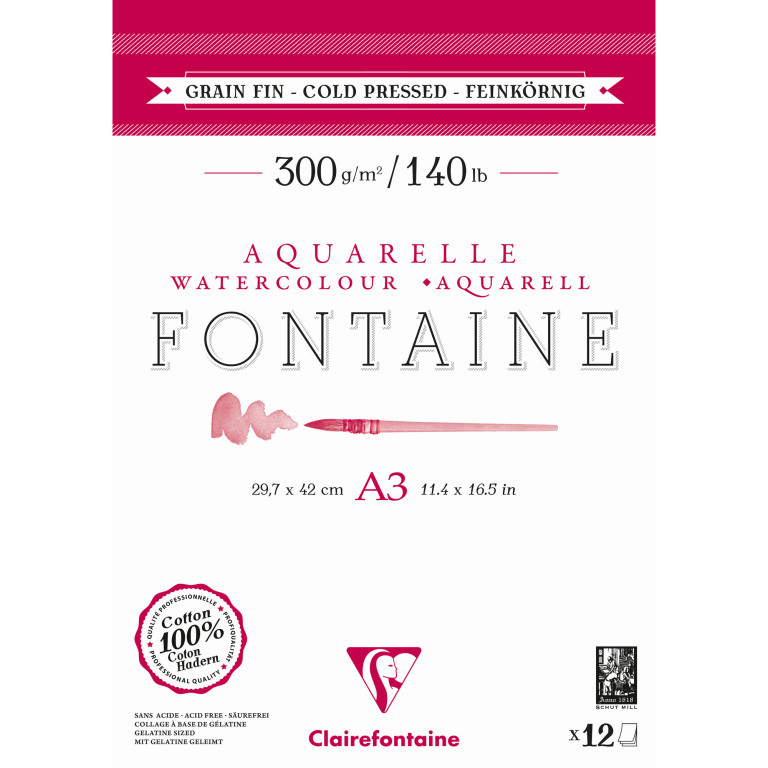 Akvarelový blok Fontaine A3 300g – cold pressed