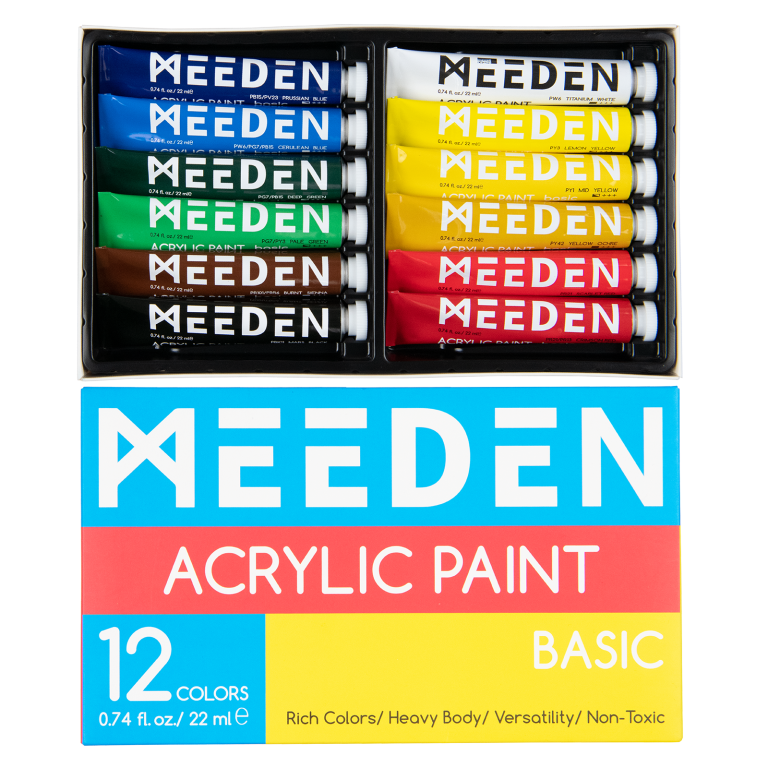 Sada akrylových barev Meeden 12x22ml základní odstíny