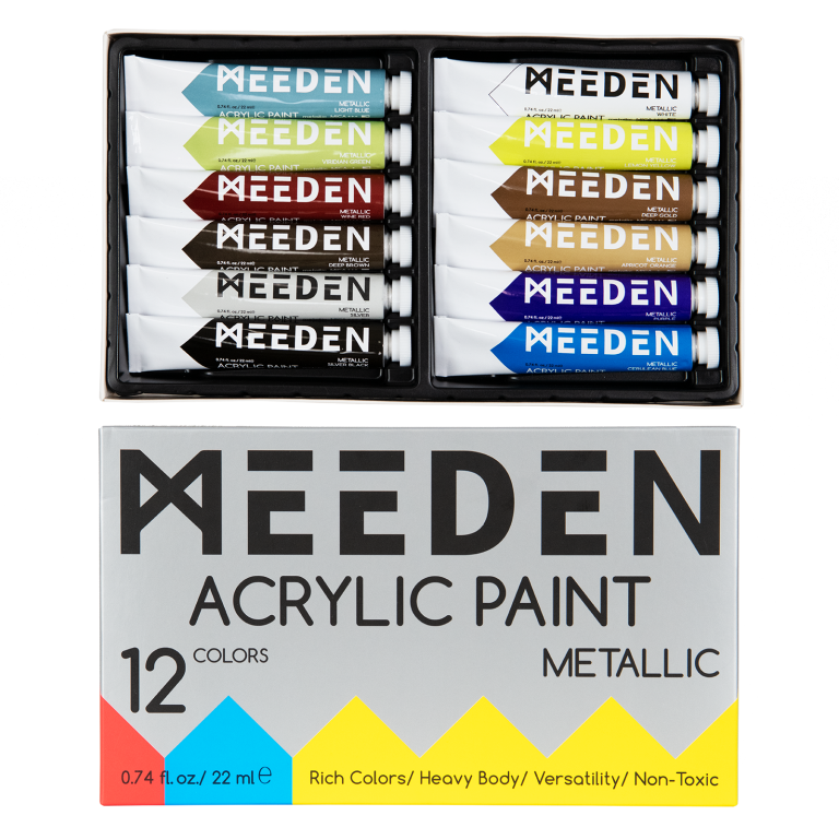 Sada akrylových barev Meeden 12x22ml metalické odstíny